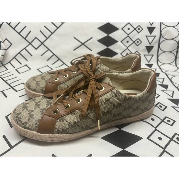 MICHAEL KORS BRYSON LACE UP MK HERITAGE CANVAS - Picture 1 of 8